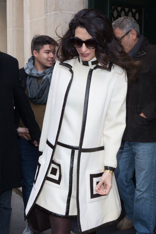 Amal Clooney and the Ladylike Hat-Box Purse
