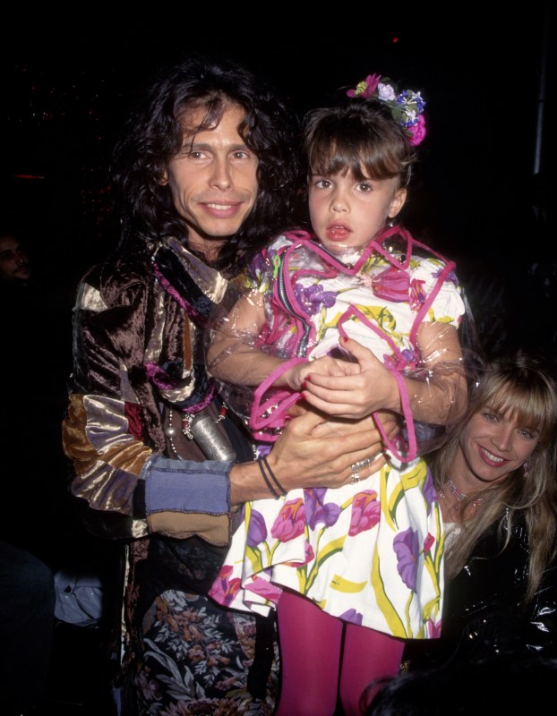 Steven Tyler & son Taj, wife Teresa & daughters Chelsea & Mia