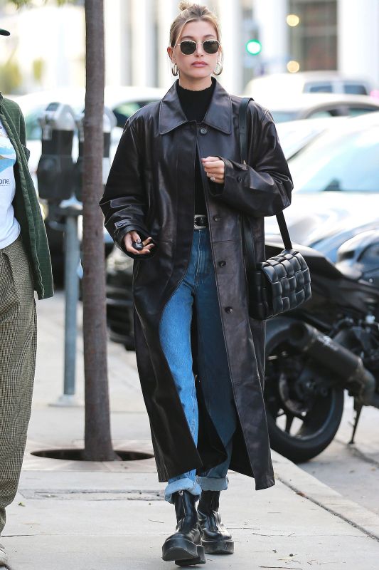 9 Hailey Bieber Street Style Outfit Formulas Where Oversized Outerwear Is  Front and Center