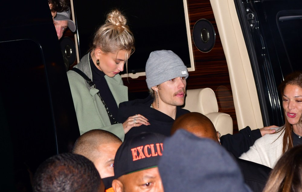 Hailey Bieber puts on a leggy display during a girls night out