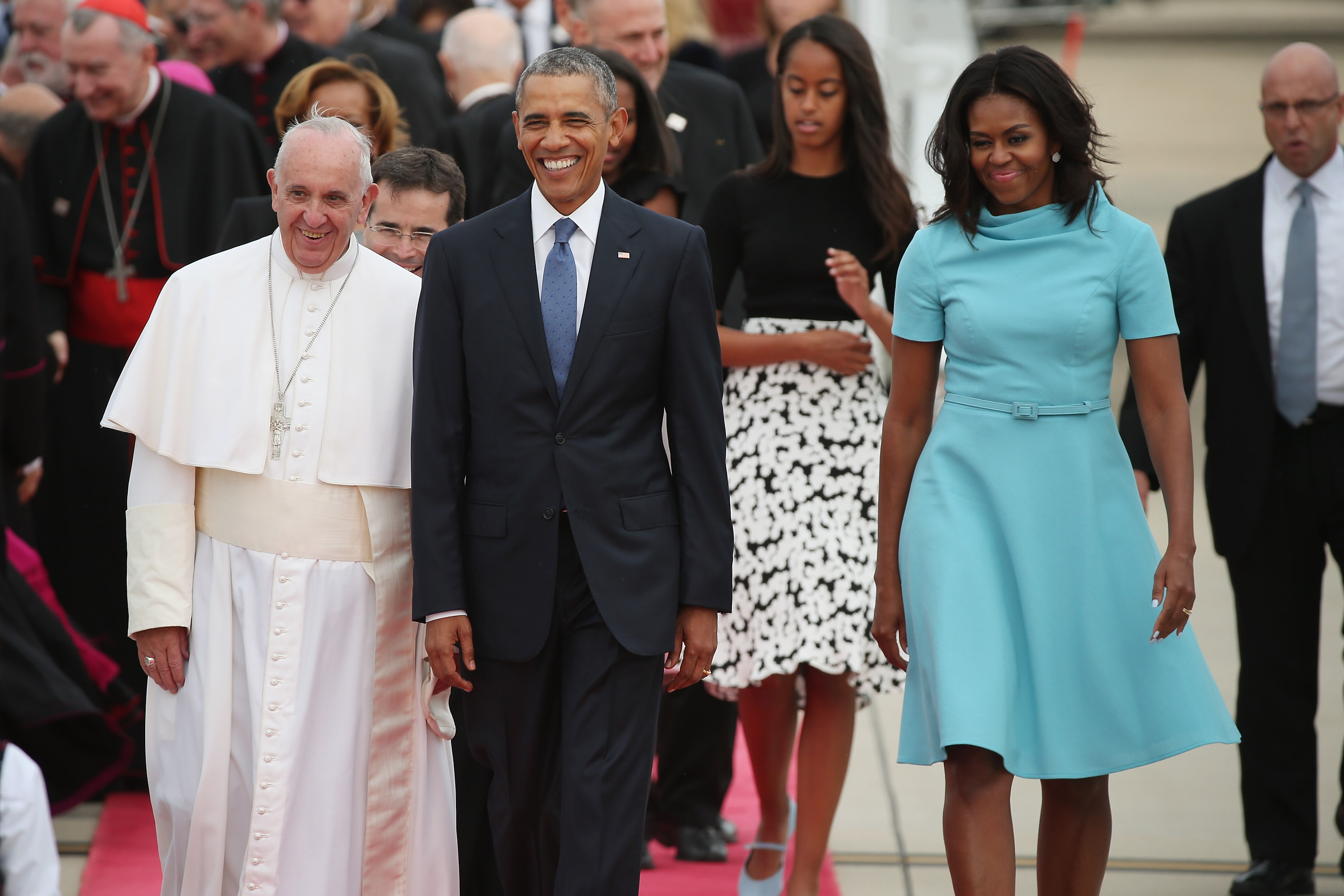 Pope Francis, Barack Obama, Michelle Obama, Malia Obama, Sasha Obama