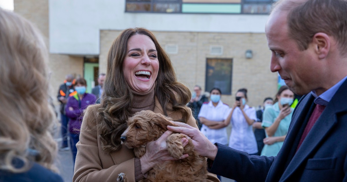 Duchess Kate matches her coat to a cuddly cockapoo puppy, plus more royals with animals.jpg