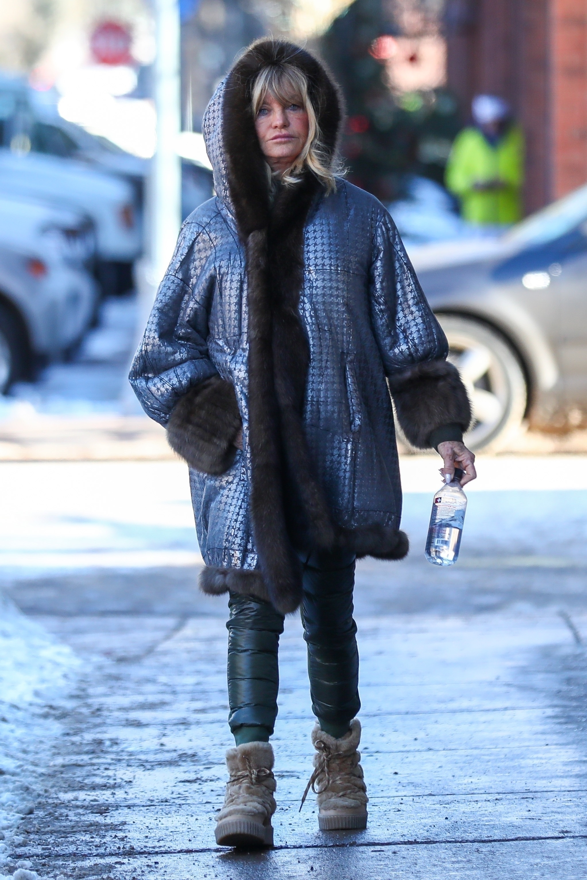 Kylie Jenner's Loewe Shearling Camel Fluffy Ankle Boots